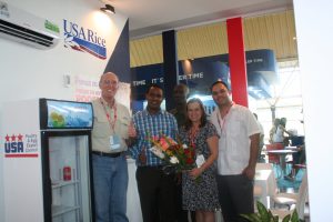 L to R: Dr. Mo Way, Dr. Miguel Ramiriz, Dr. Ricardo, Ana Vettorazzi and Ernesto Baron (Ana and Ernesto are with USA Rice Federation). 